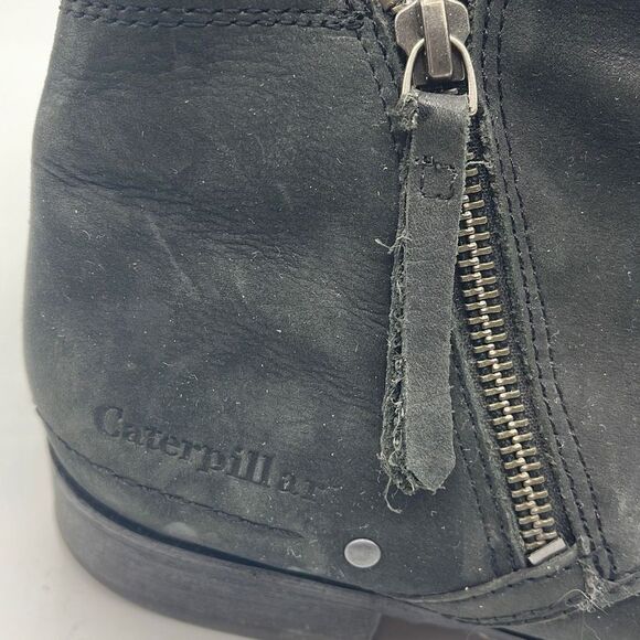 Caterpillar Women's Ankle Booties Double Zip Boots Ruched Leather Black Size 7 - Picture 5 of 16